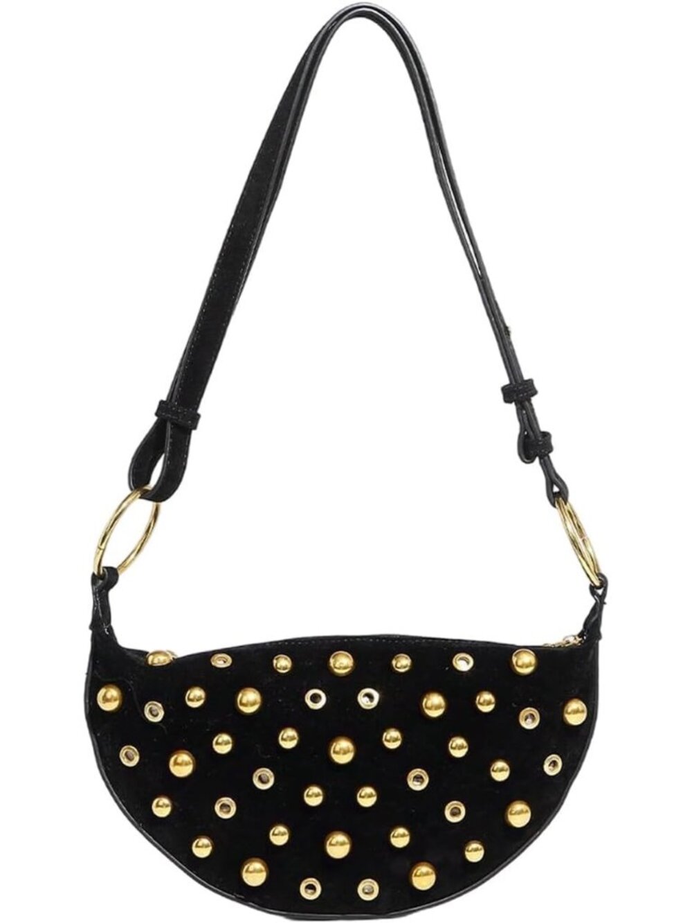 Women's Studded Shoulder Bag Suede Rivet Zipper Punk Y2K Bag